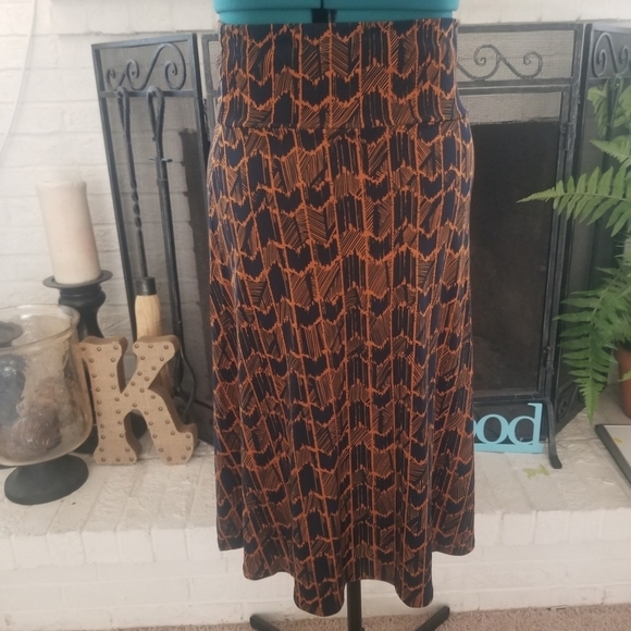 LuLaRoe Dresses & Skirts - LULAROE Women Sz L Navy And Orange Safari Tribal
